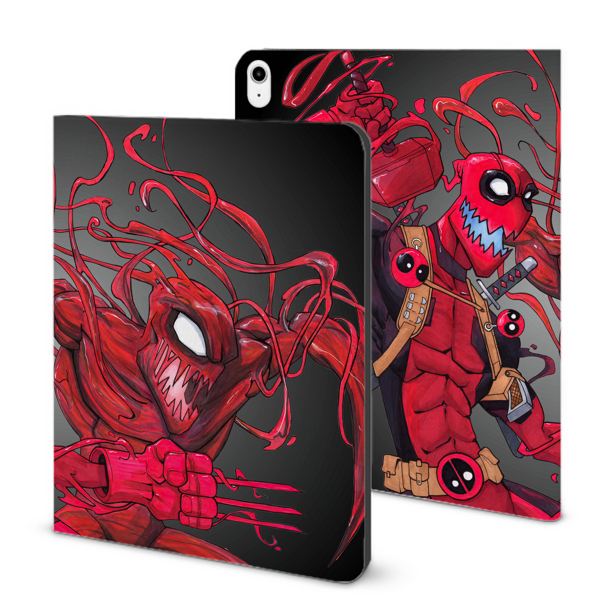 （画像用） Deadpool デッドプール IPadケース ペンホルダー付き ブックスタイルデザイン